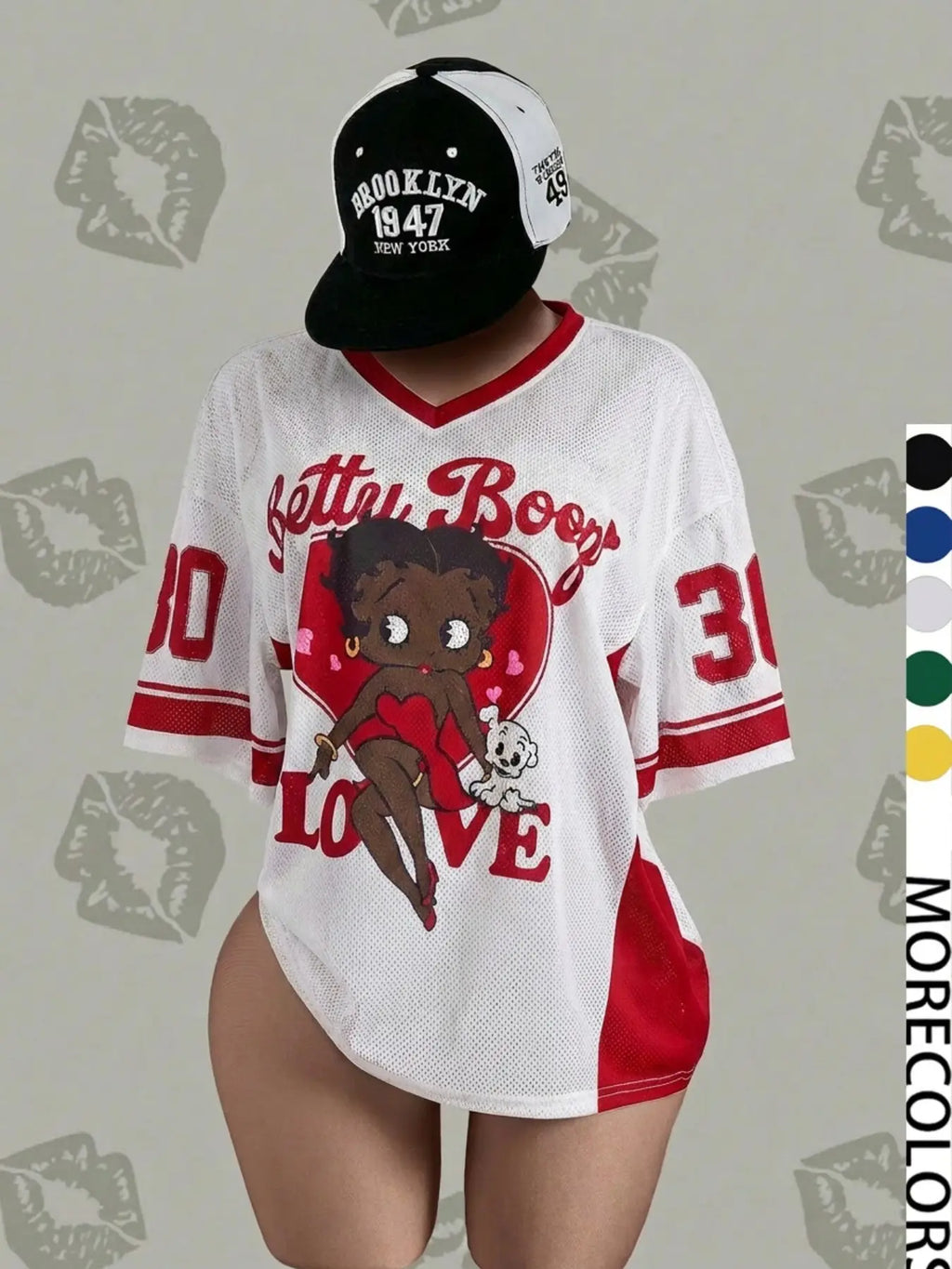 Vintage Doll Print Mesh Top