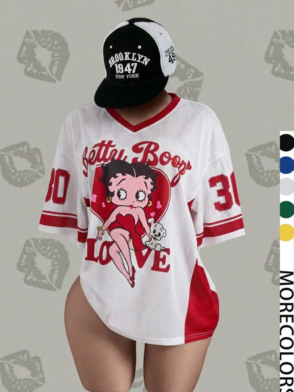 Vintage Doll Print Mesh Top