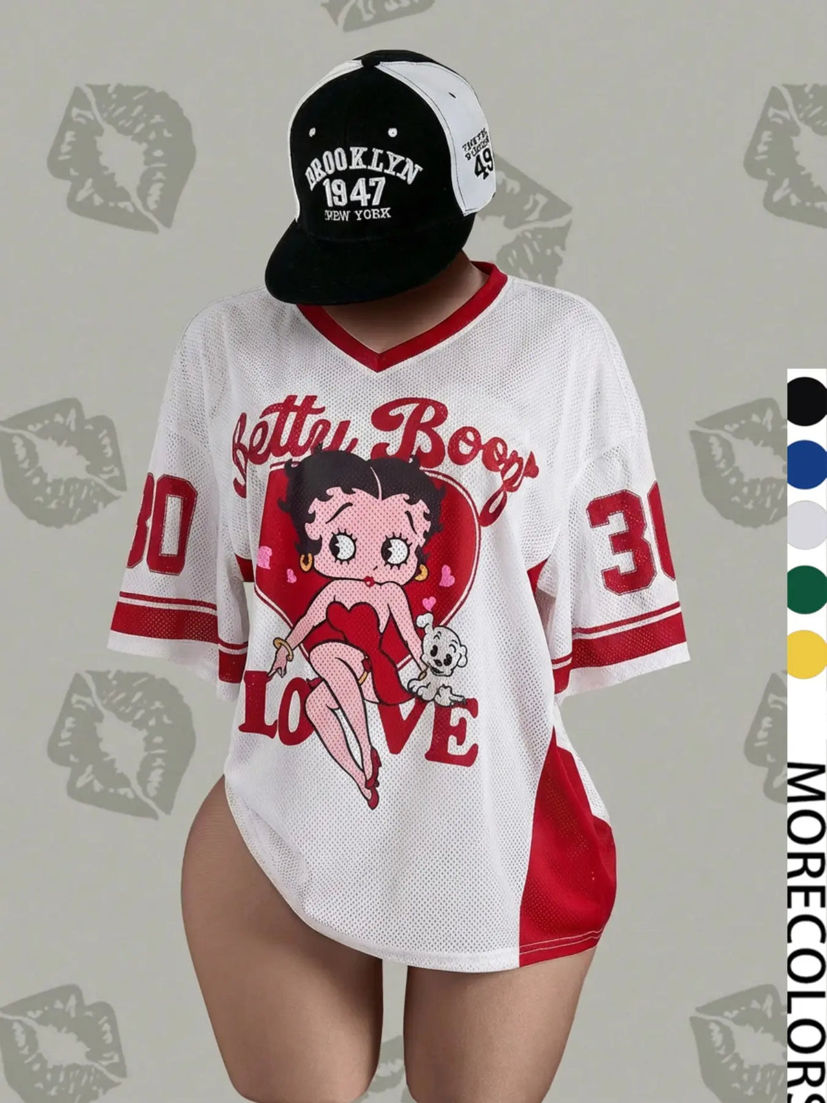 Vintage Doll Print Mesh Top