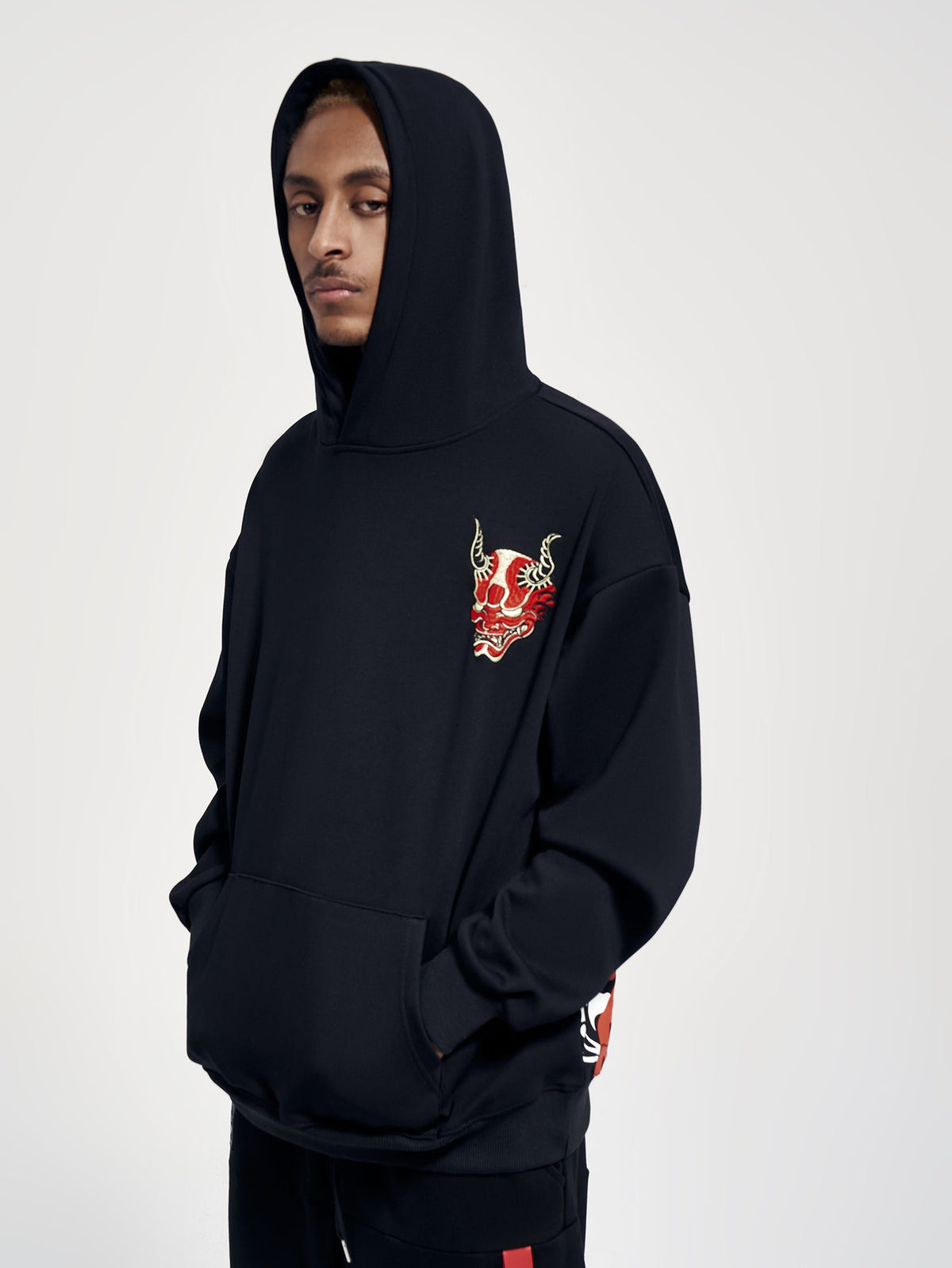 Red Oni Embroidered Hoodie