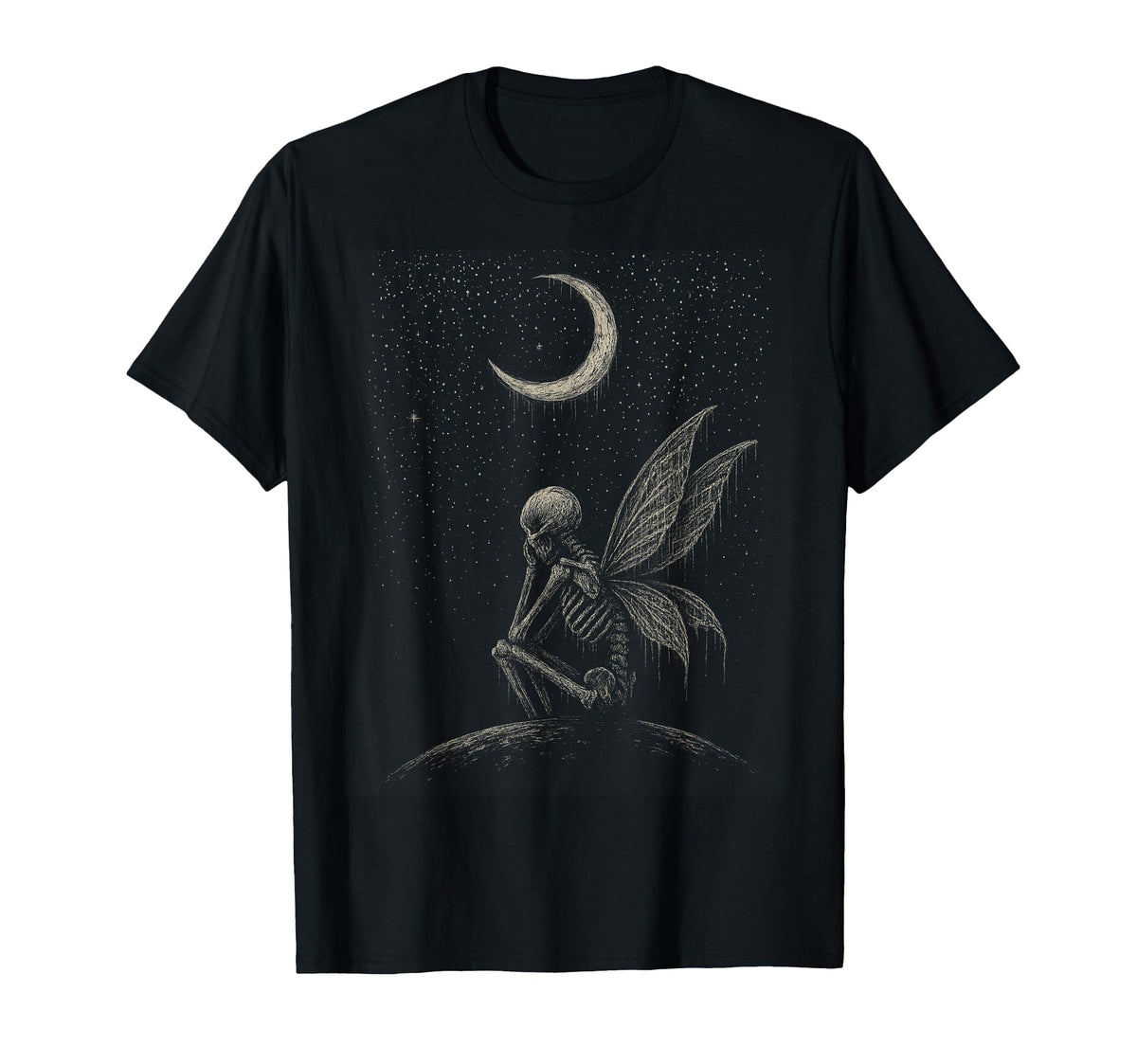 Fairycore Emo Goth Crying Skeleton T-Shirt - Aesthetic Graphic Unisex