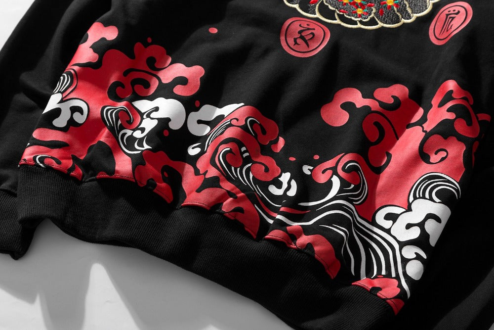 Red Oni Embroidered Hoodie