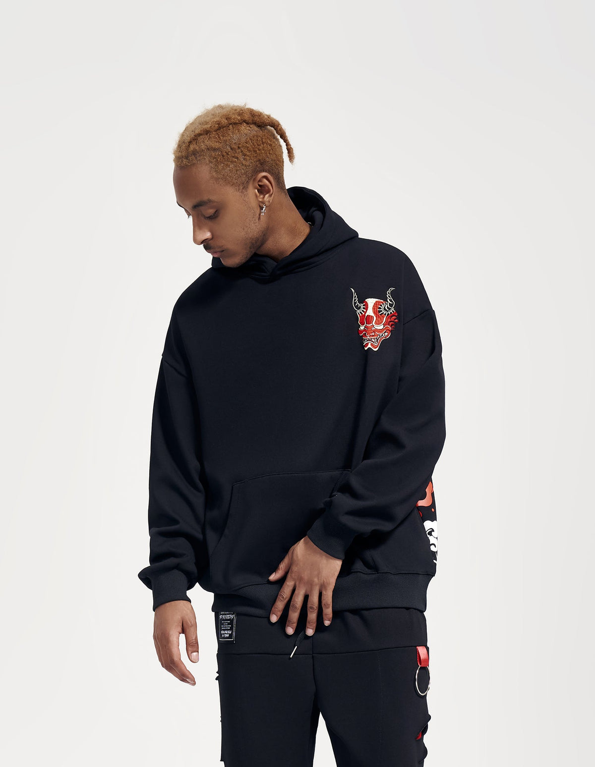Red Oni Embroidered Hoodie
