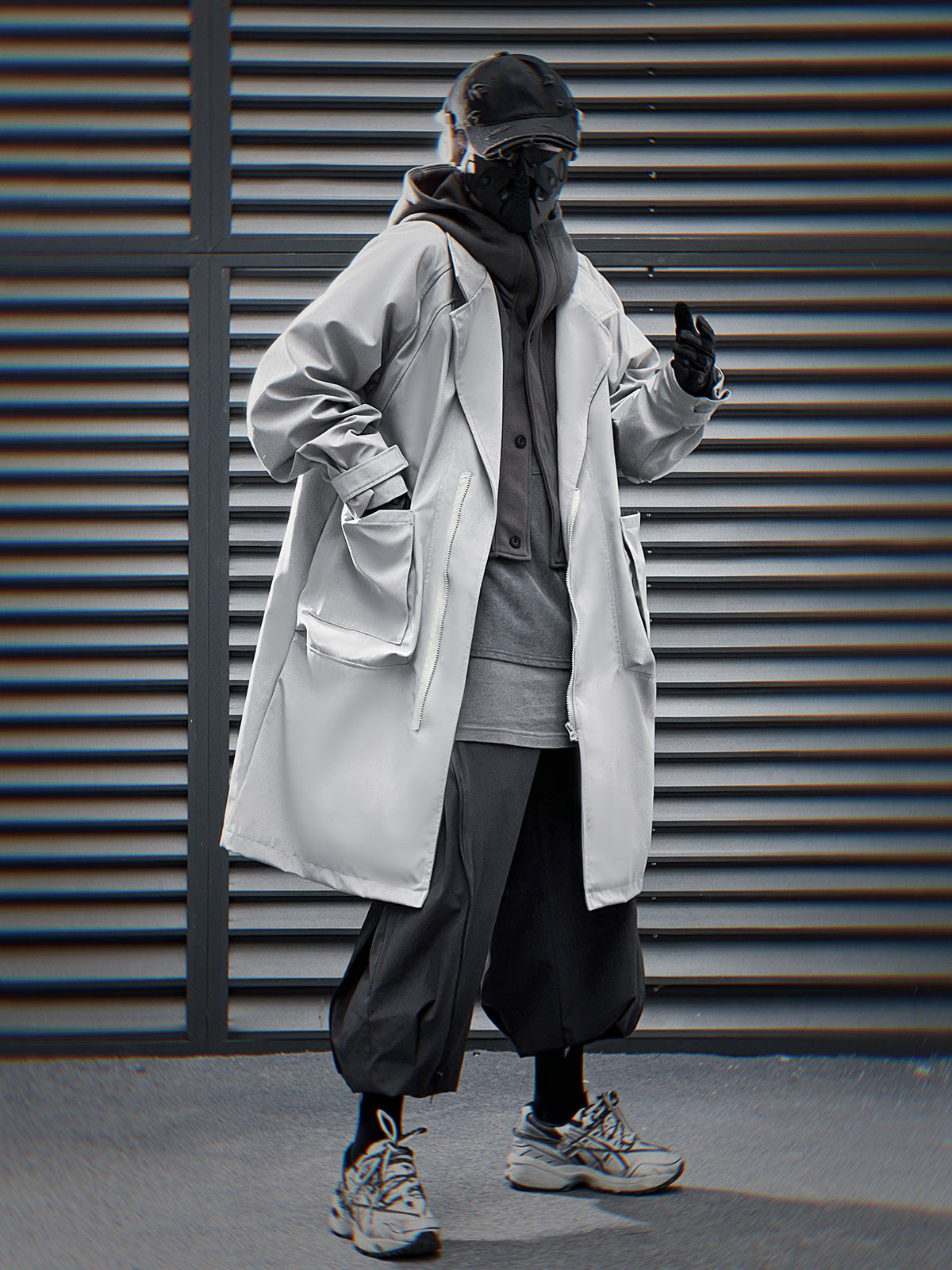 HiJ36 Grey Urban Trench Coat