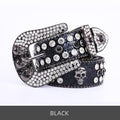 Skullduggery Western Rhinestone Belt | Punk Rock Skull Studded Fashion Belt
