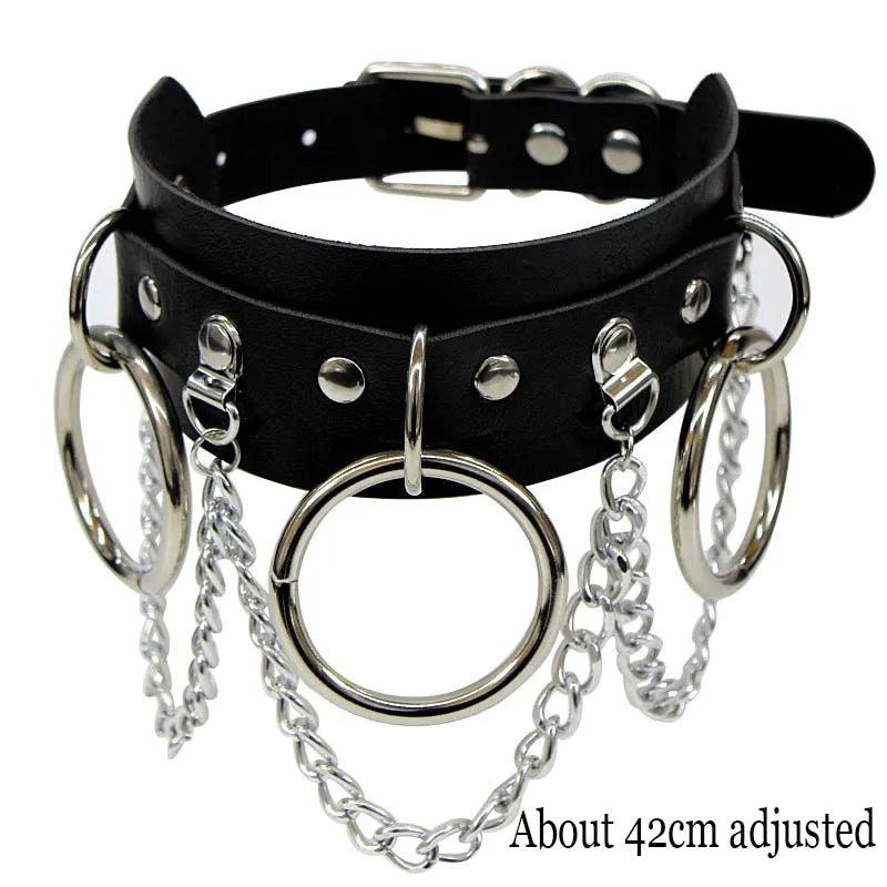 Gothic Bat Heart Lock Punk Choker | Black Leather Collar Necklace