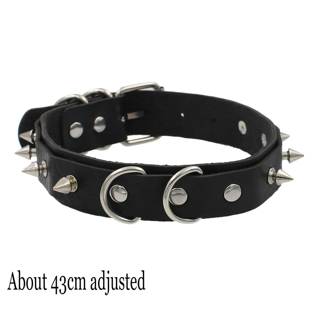 Gothic Bat Heart Lock Punk Choker | Black Leather Collar Necklace