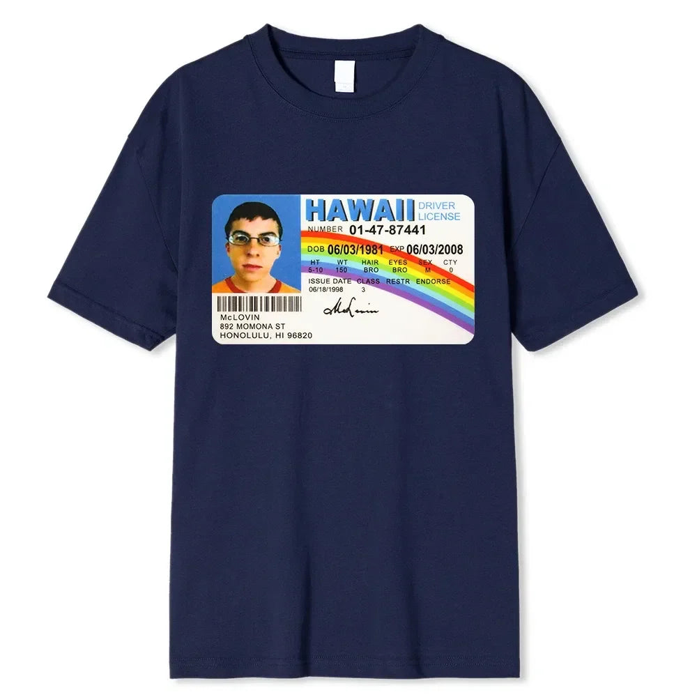 Color: Blue, Size: XXL - Homme t Shirt Summer Men t-Shirt Mclovin Id Card Superbad Geek Mens Cotton t-Shirt Unisex t-Shirt Teenagers Cool Soft Clothing