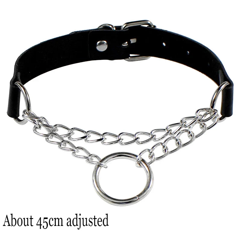 Gothic Bat Heart Lock Punk Choker | Black Leather Collar Necklace