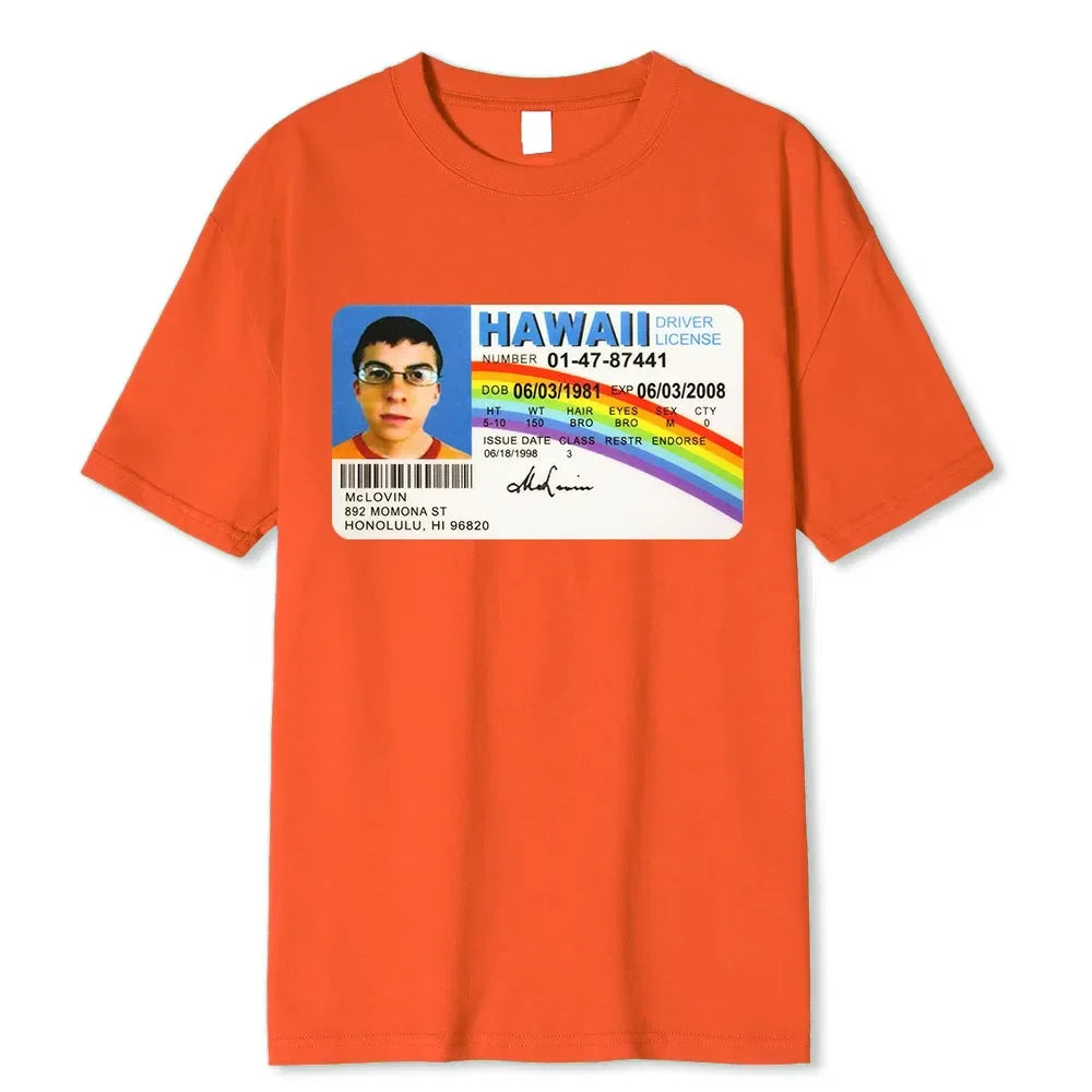 Color: Blue, Size: XXL - Homme t Shirt Summer Men t-Shirt Mclovin Id Card Superbad Geek Mens Cotton t-Shirt Unisex t-Shirt Teenagers Cool Soft Clothing
