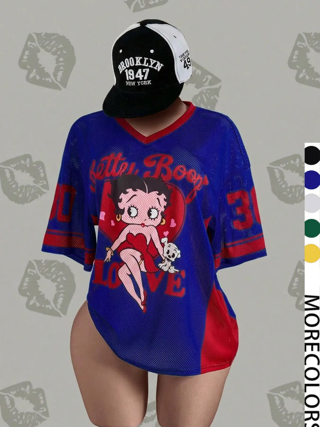 Vintage Doll Print Mesh Top