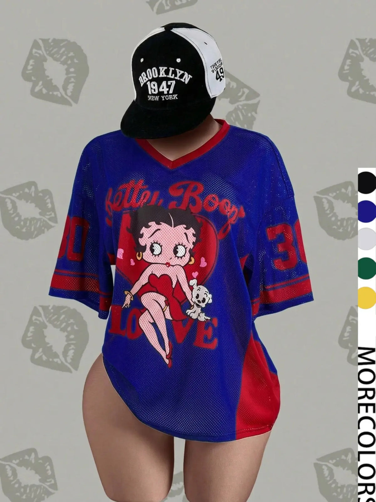 Vintage Doll Print Mesh Top