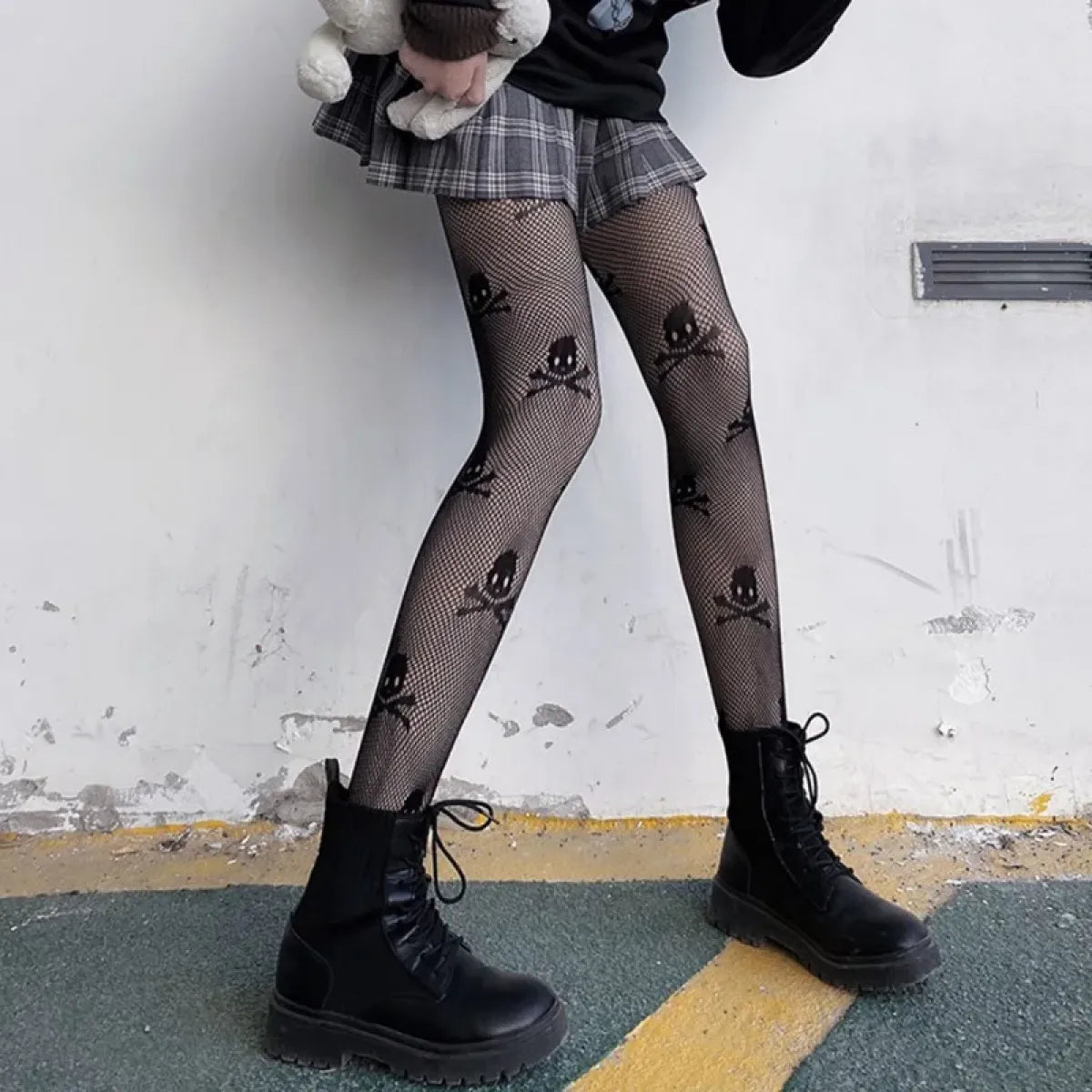 Black Lolita Fishnet Body High Socks