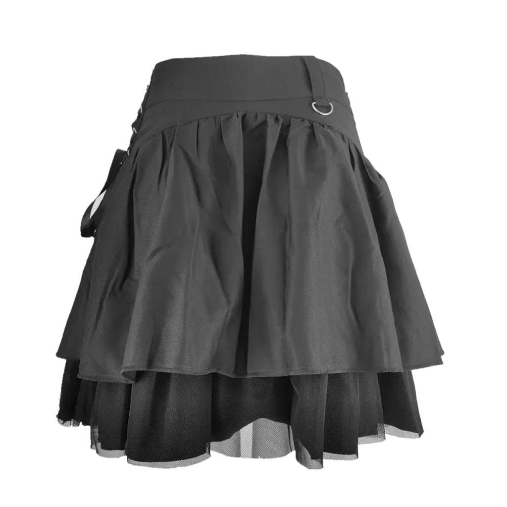 Black Retro Kawaii Skirt – Sweet Korean Streetwear Mini Skirt