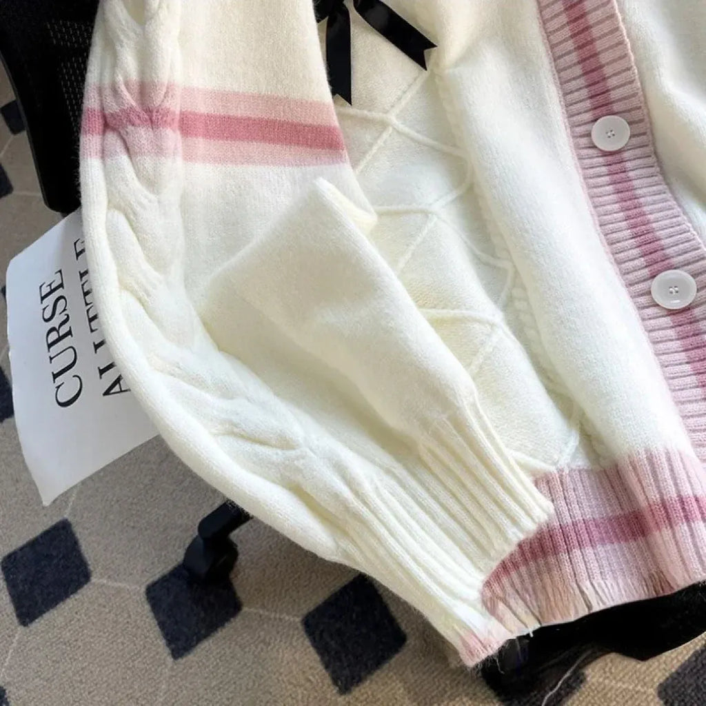 Bow Knit Cardigan – Kawaii Preppy Lolita Sweater