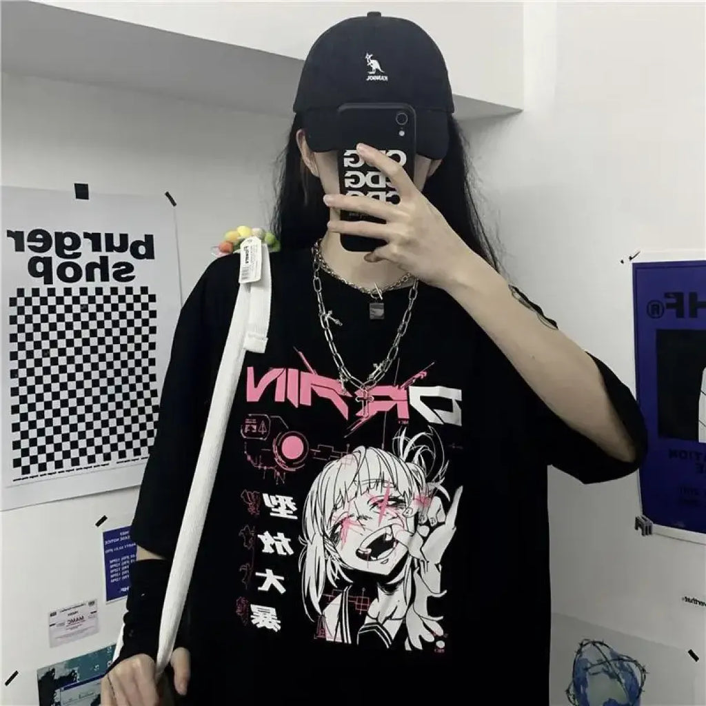 Cyber Pop Fantasy Tee – Vibrant Neon Anime Streetwear Shirt