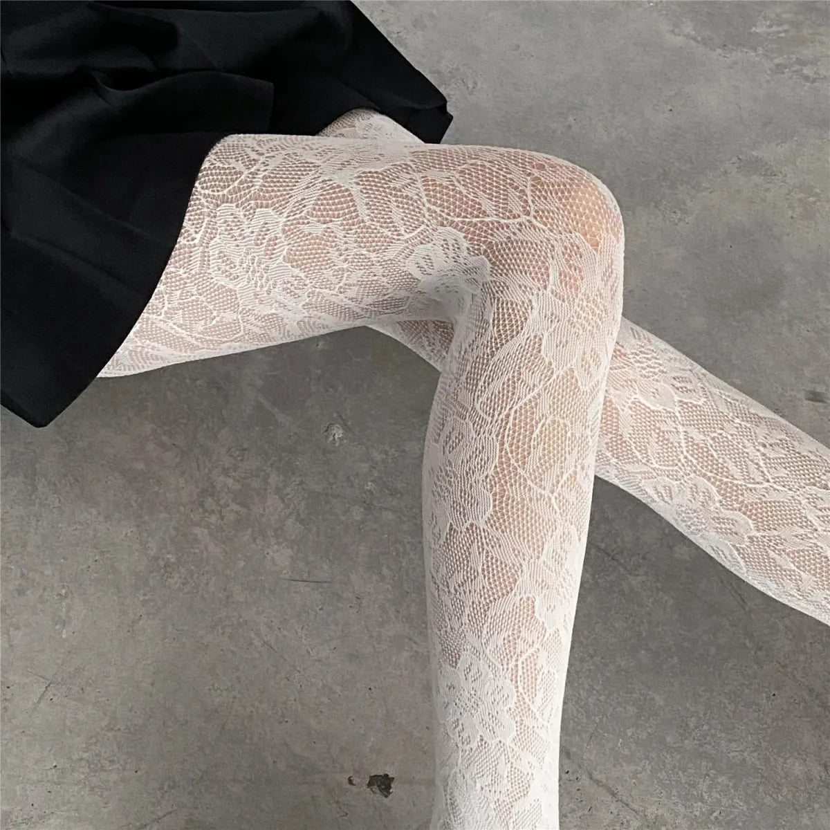 Floral Mesh Harajuku Tights – Embroidered Fishnet Pantyhose