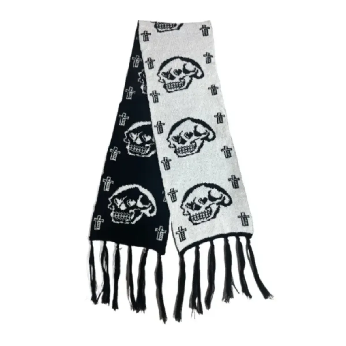 Gothic Cat Print Tassel Scarf