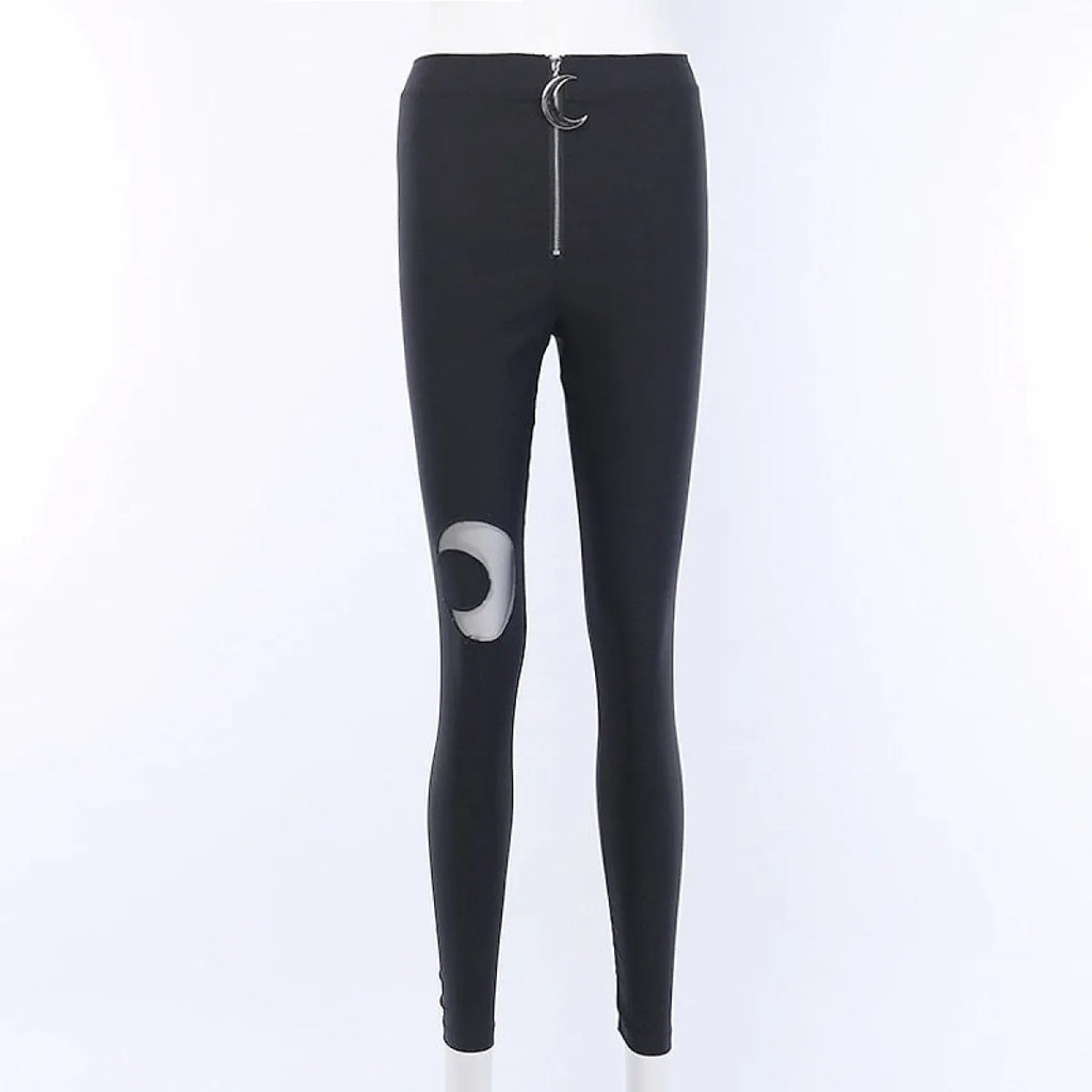 Gothic Crescent Moon Cutout Pants