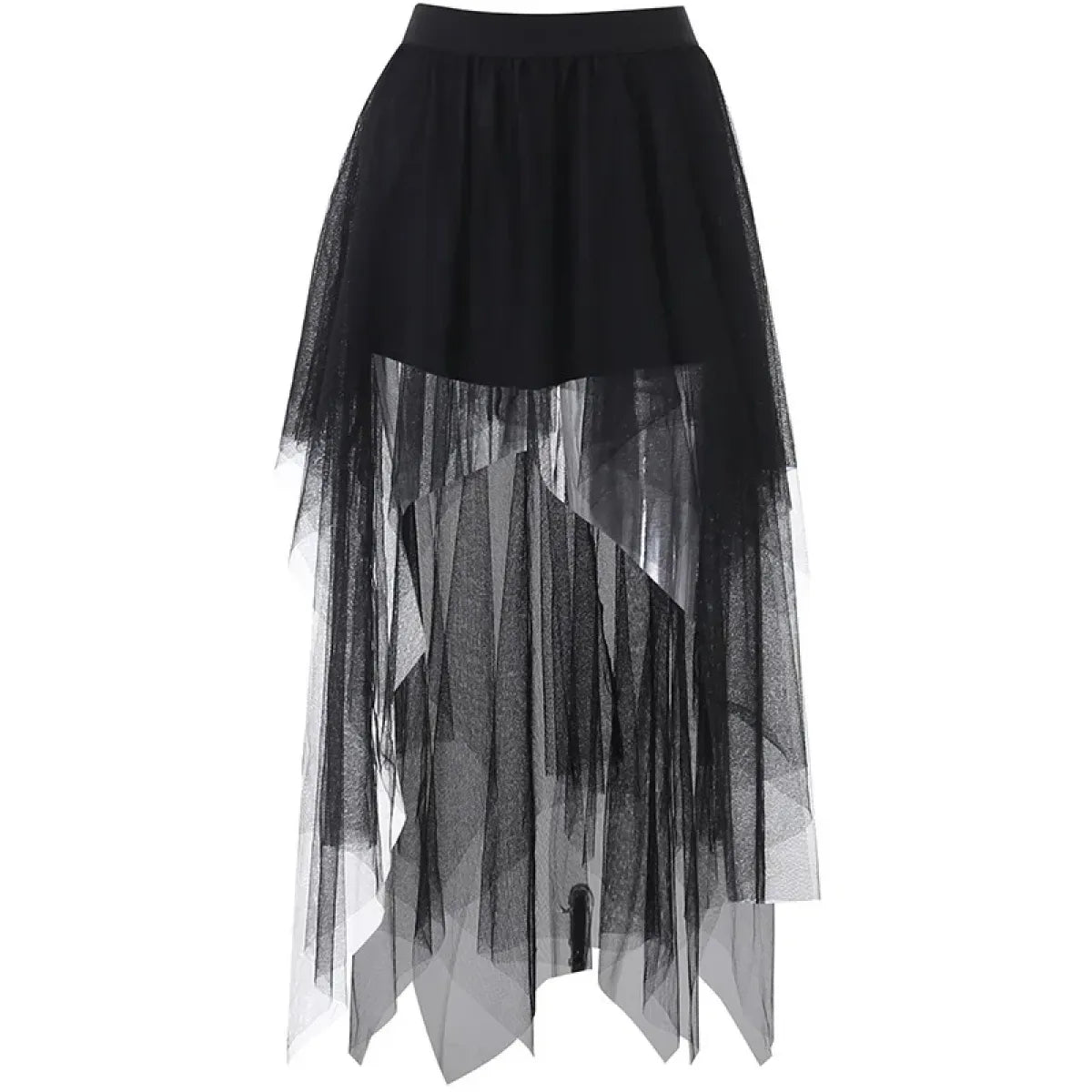Gothic Harajuku Irregular Tulle Skirt – Y2K High Waist Layered Skirt