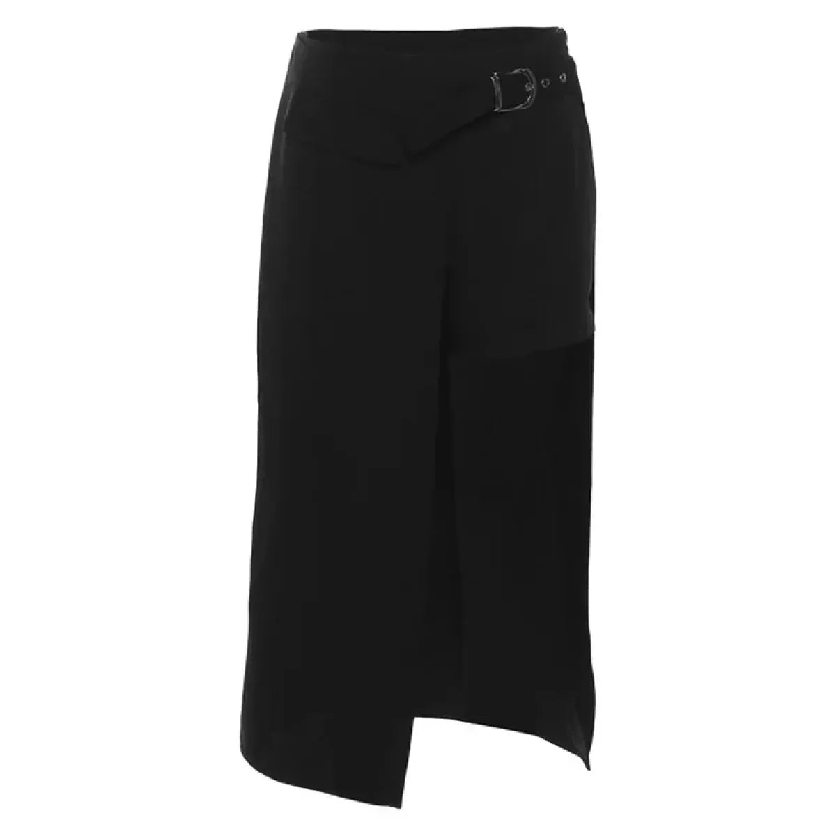 Gothic Techwear Mini Skirt – Irregular Hem, Buckle Detail, High Waist