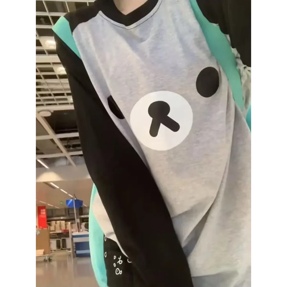 Kawaii Bear Oversized Long Sleeve Tee