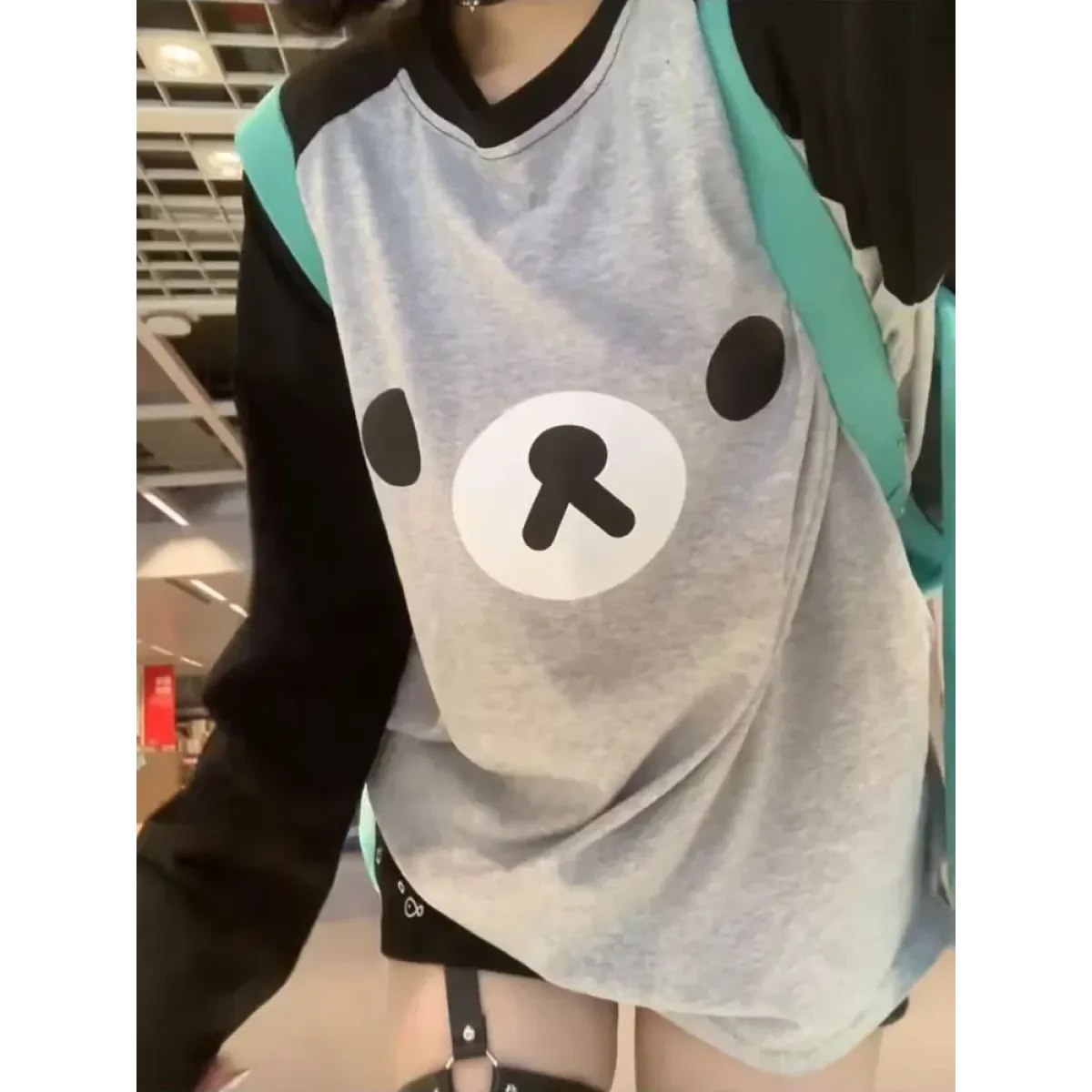Kawaii Bear Oversized Long Sleeve Tee