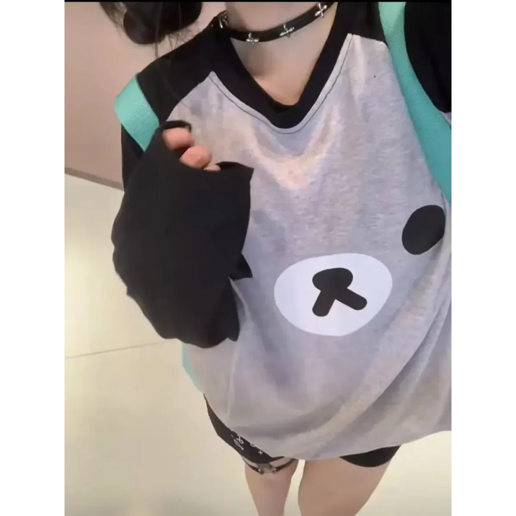 Kawaii Bear Oversized Long Sleeve Tee