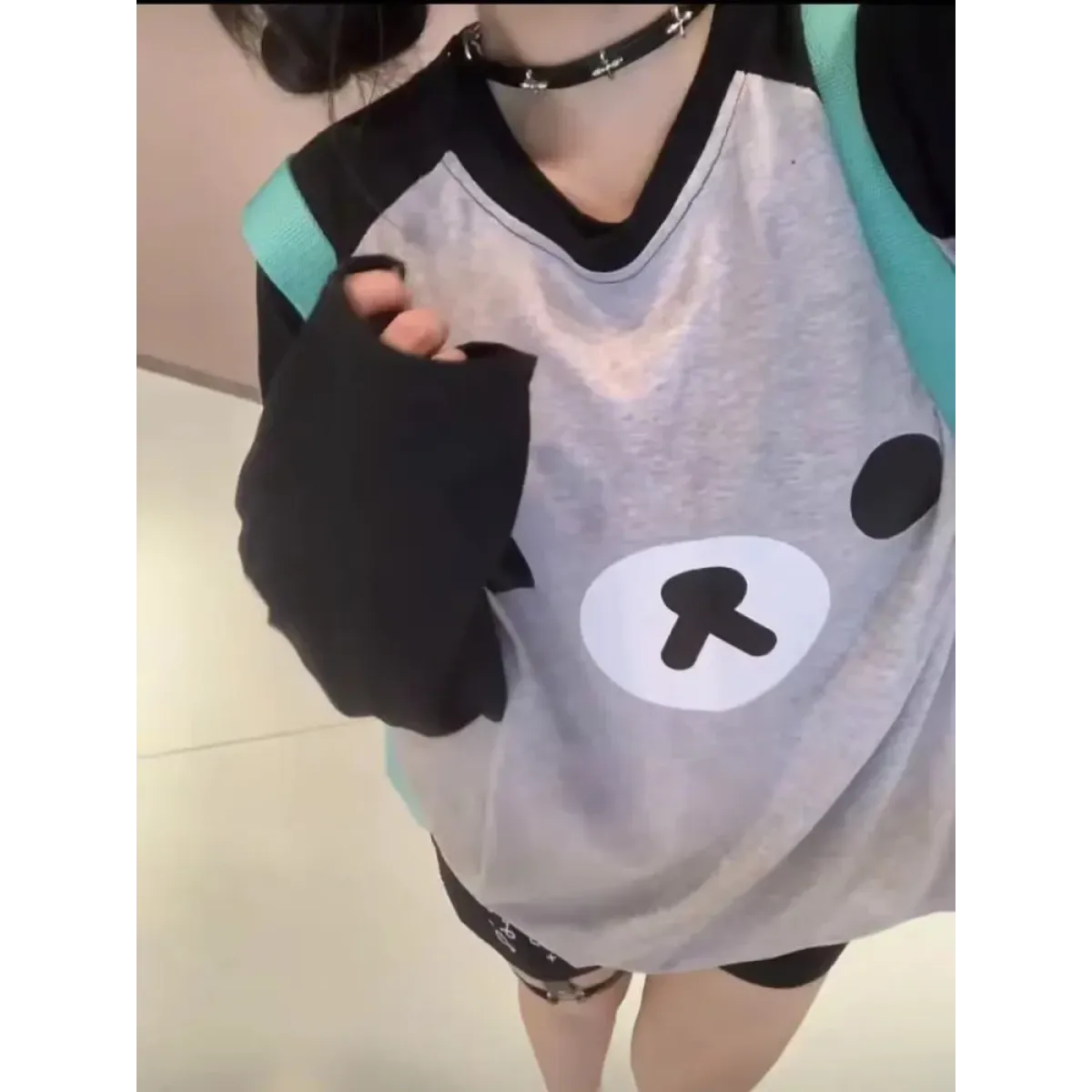 Kawaii Bear Oversized Long Sleeve Tee
