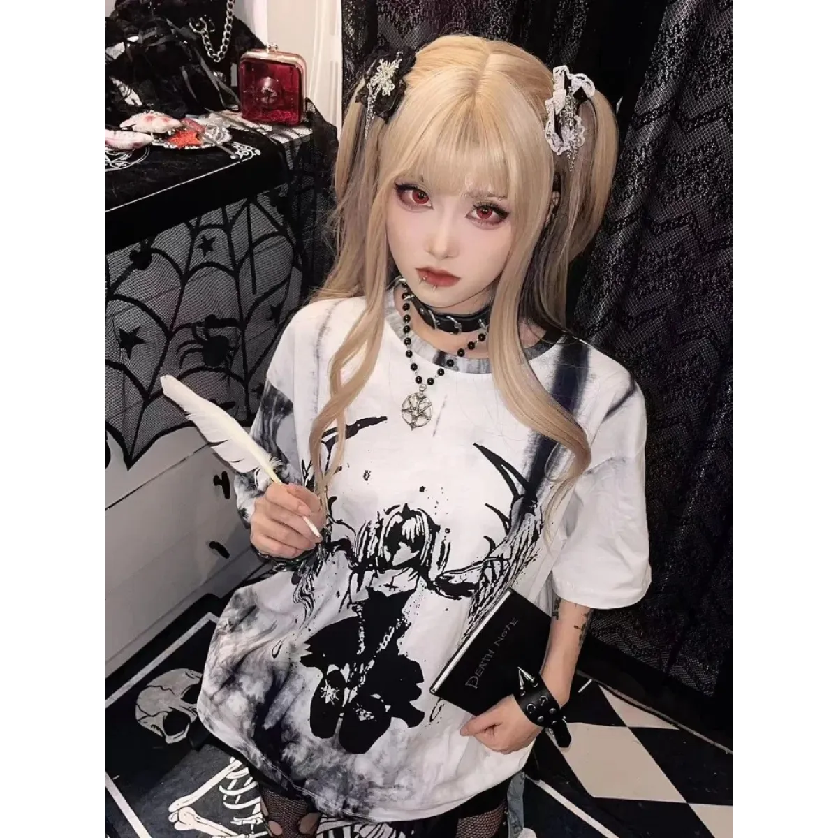 Grunge Gothic Cartoon Print T-Shirt