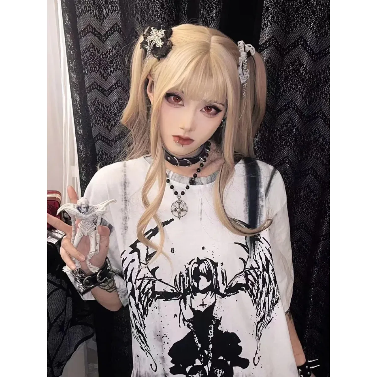 Grunge Gothic Cartoon Print T-Shirt