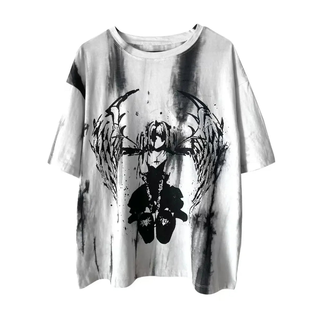 Grunge Gothic Cartoon Print T-Shirt