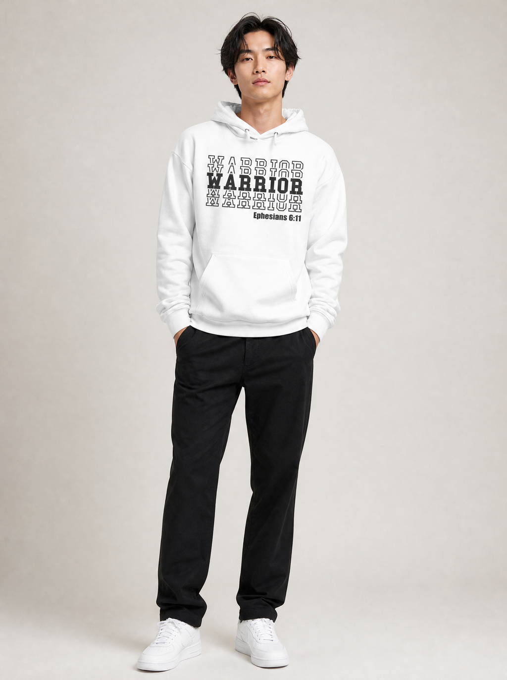 Worn by a Japanese male model: Warrior Graphic Hoodie