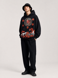 Worn by a Japanese male model: Oni Set: Red Oni Hoodie + Bucket Hat