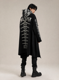 Worn by a Japanese male model: Sim507 Cyber Alien Trench Coat