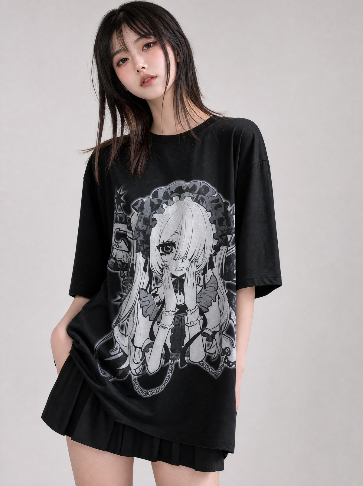 Harajuku Fairy Graphic T-Shirt worn by model
