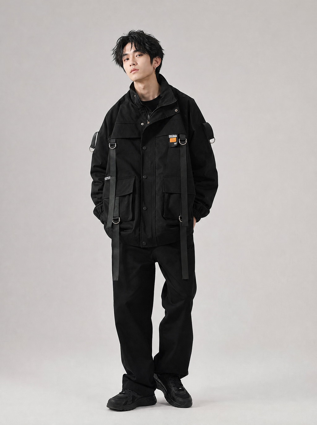 Worn by a Japanese male model: Harajuku Hooded Jacket