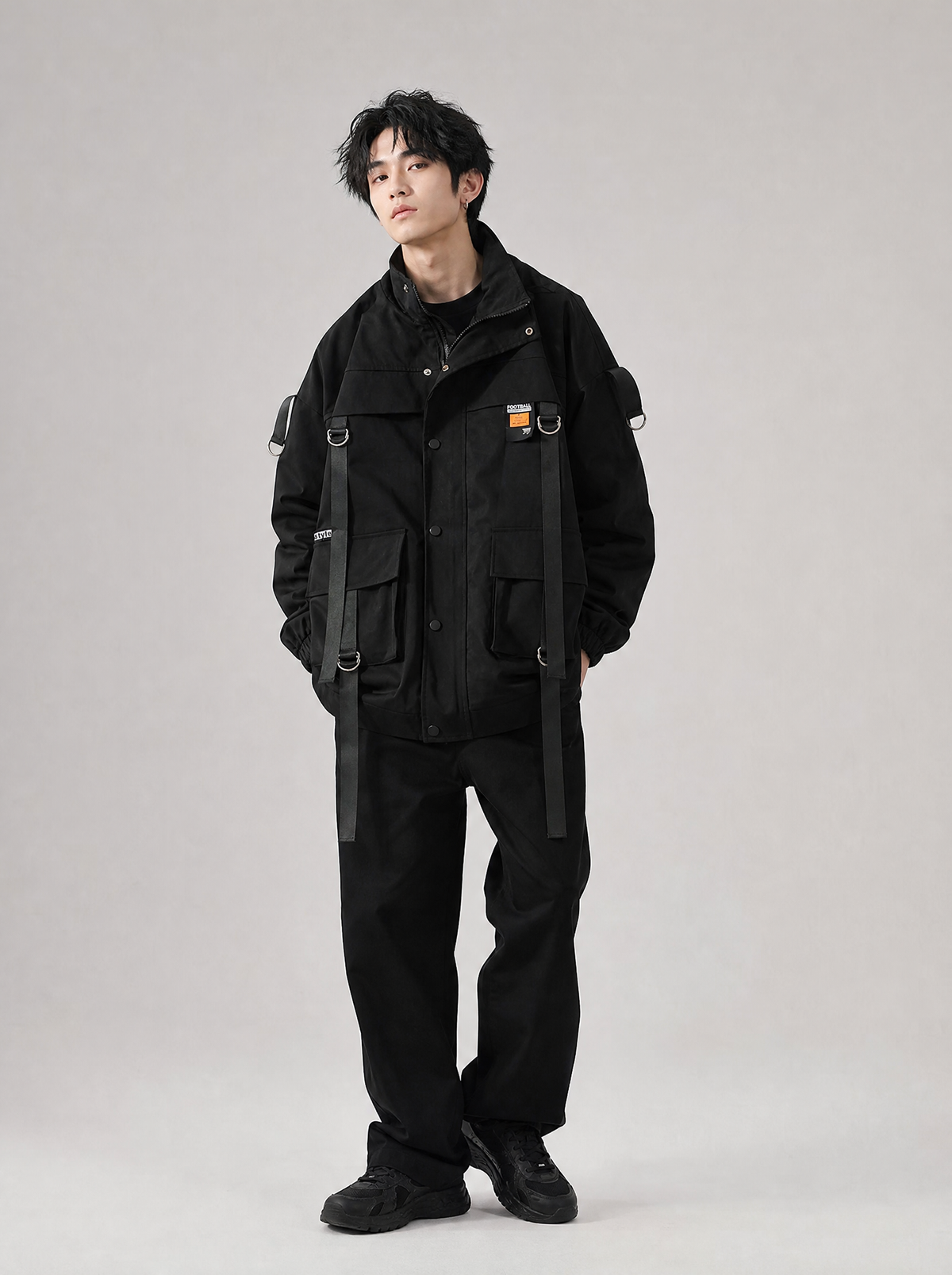 Worn by a Japanese male model: Harajuku Hooded Jacket