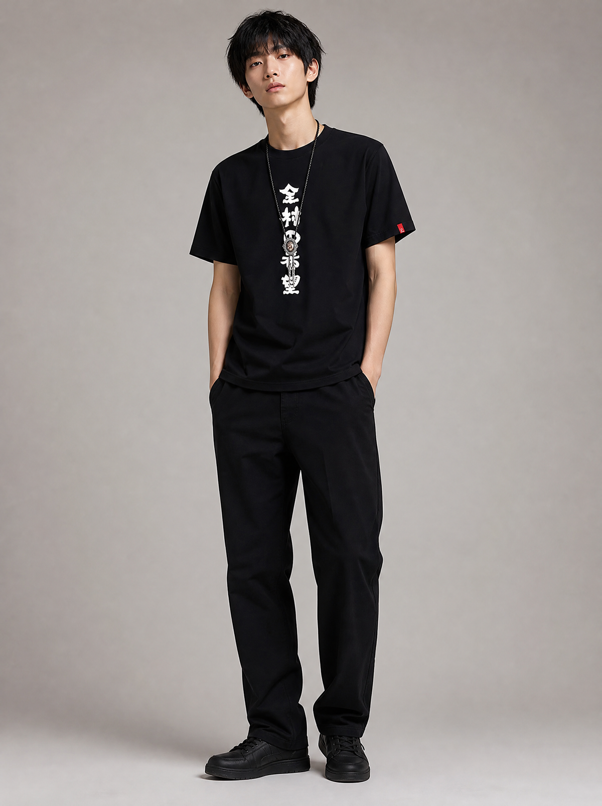 Worn by a Japanese male model: Hip Hop Anime T-Shirt