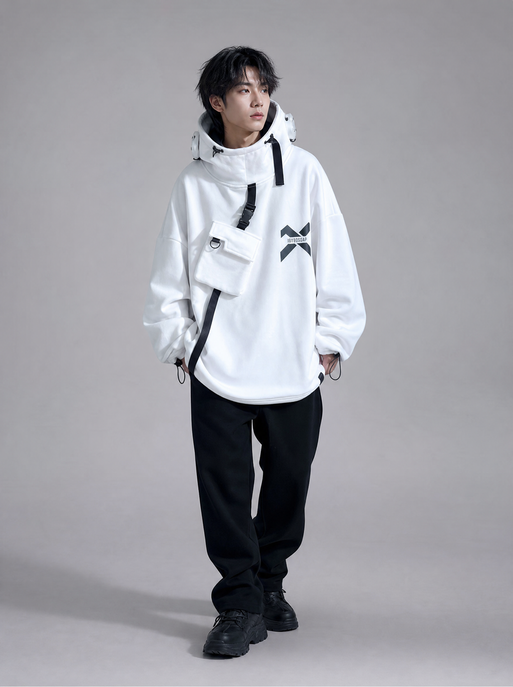 Worn by a Japanese male model: HiH13 Secret X Hoodie