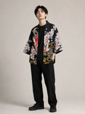 Worn by a Japanese male model: YC6007 Fish in Spring Kimono