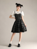 Worn by a Japanese female model: Lolita Fashion Day Dress