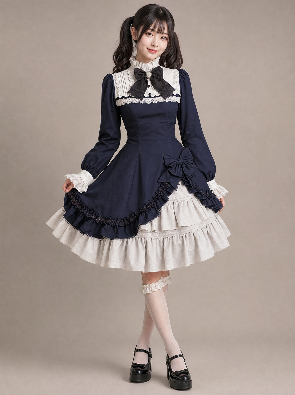 Worn by a Japanese female model: Sweet Gothic Lolita Dress