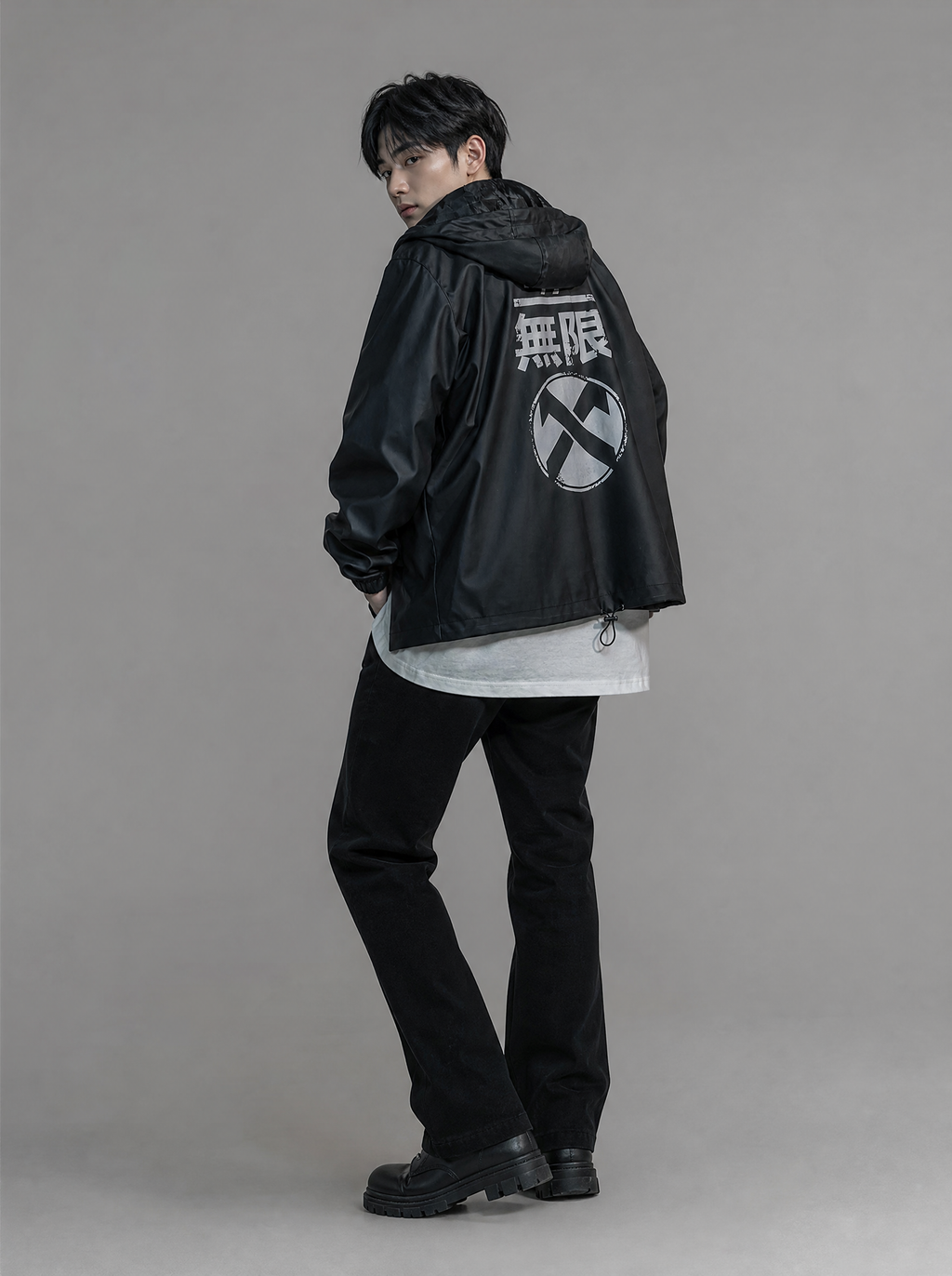 Worn by a Japanese male model: HiJ5 Defiance Jacket