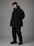 Worn by a Japanese male model: HiJ25 Black Storage X Tech Jacket