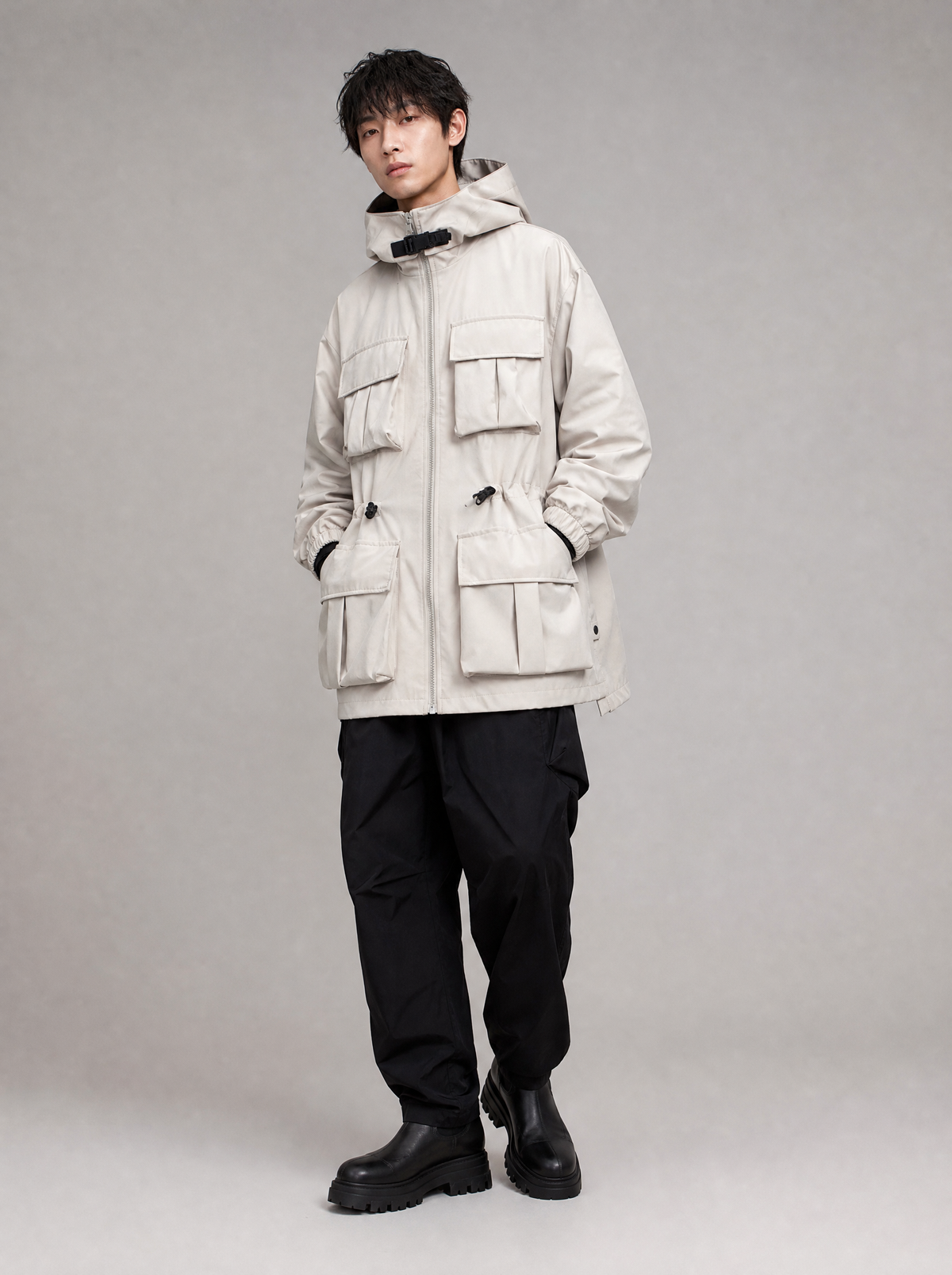 Worn by a Japanese male model: J22 Union Tech Jacket