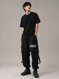 Worn by a Japanese male model: HiP5 Black 09 I-Tech Cargo Pants