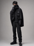 Worn by a Japanese male model: HiJ40 Black I-Tech Poncho