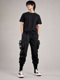 Worn by a Japanese male model: HiP36 I-Tech Tactical Black Pants