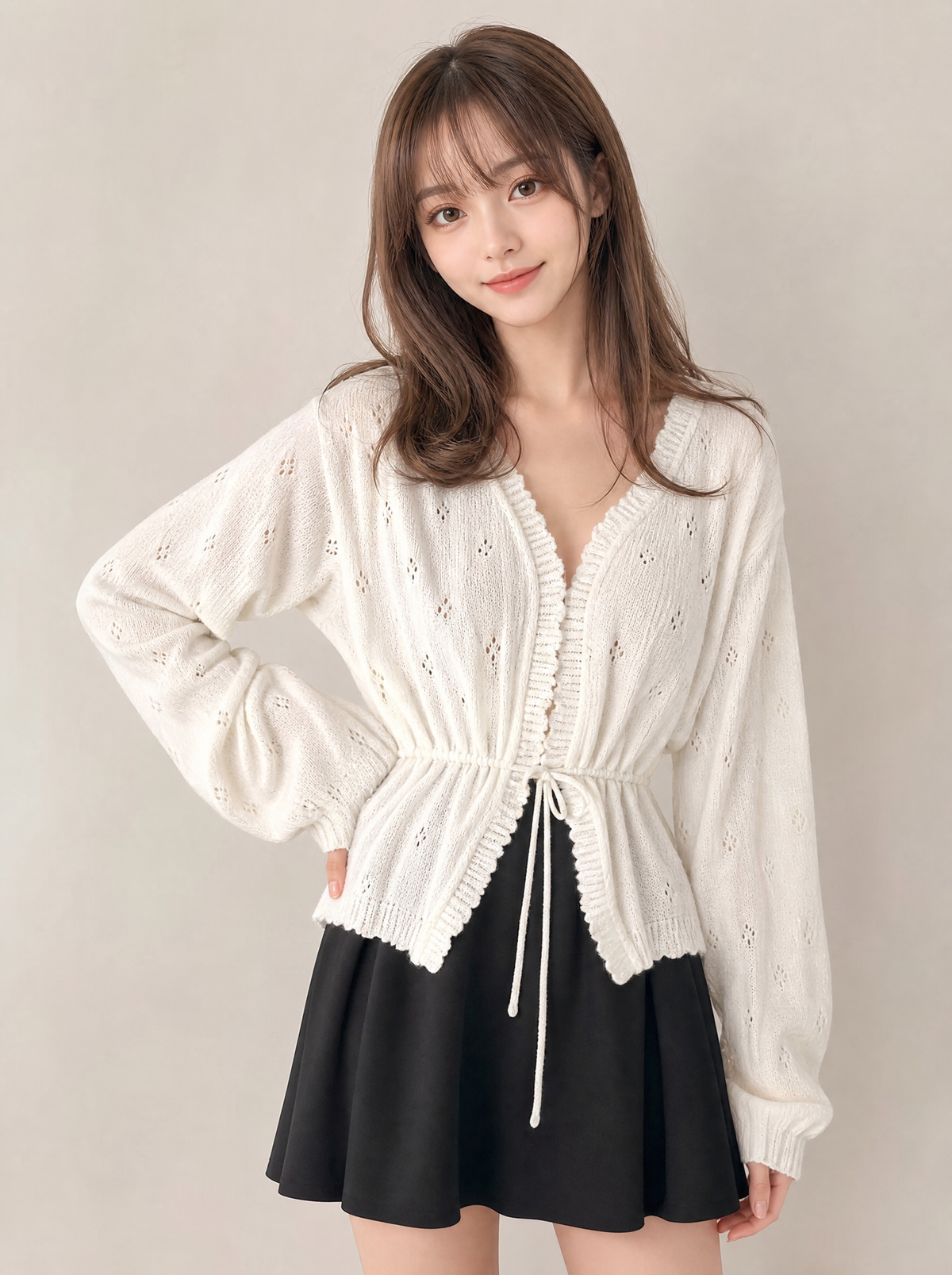 Worn by a Japanese female model: Harajuku Kawaii Knitwear Top